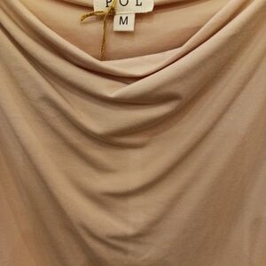 POL Blush Pink Cowl Neck Top